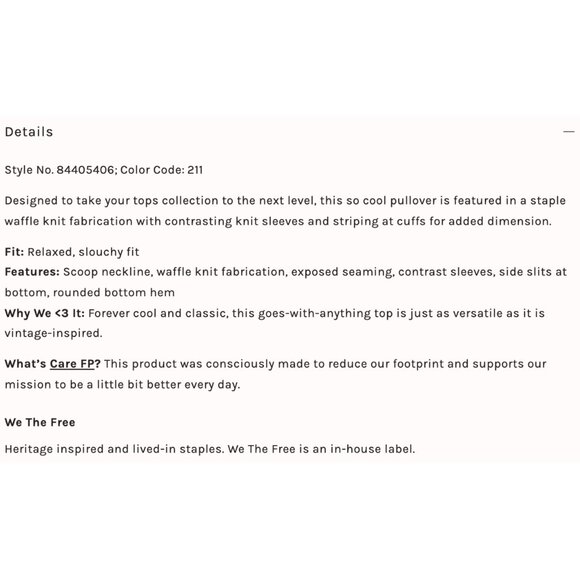 Free People We The Free Waffle Knit Long Sleeve Top, Size XS Mixed Media - Picture 5 of 13